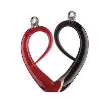 Amore Glass Couple Design Sculpture In Black And Red