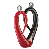 Amore Glass Couple Design Sculpture In Black And Red