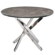 Paroz Round Grey Glass Dining Table With 4 Sako Grey Chairs