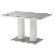 Aarina Grey Gloss Dining Table With 4 Sako Grey Chairs