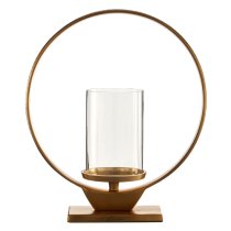 Circus Medium Glass Candle Holder With Gold Aluminium Frame