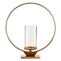 Circus Large Glass Candle Holder With Gold Aluminium Frame