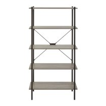 Bradken Grey Oak Wooden 5 Tier Shelving Unit With White Frame