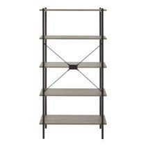 Bradken Grey Oak Wooden 5 Tier Shelving Unit With White Frame