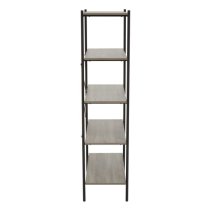 Bradken Grey Oak Wooden 5 Tier Shelving Unit With White Frame