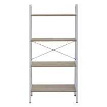 Bradken Natural Wooden 4 Tier Shelving Unit With White Frame