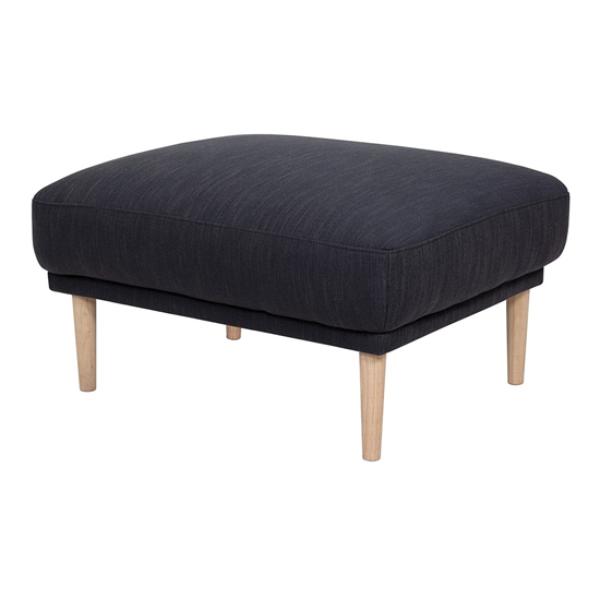 Nexa Fabric Footstool In Anthracite With Oak Legs