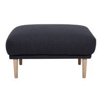 Nexa Fabric Footstool In Anthracite With Oak Legs