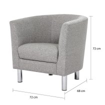 Clesto Fabric Upholstered Armchair In Light Grey