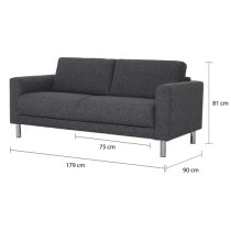 Clesto Fabric Upholstered 2 Seater Sofa In Anthracite