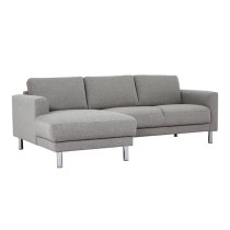 Clesto Fabric Upholstered Left Handed Corner Sofa In Light Grey