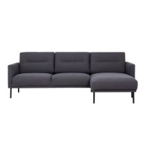 Nexa Fabric Right Handed Corner Sofa In Anthracite And Black Leg