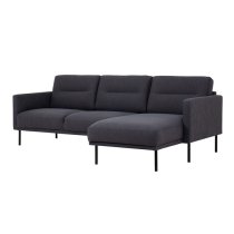 Nexa Fabric Right Handed Corner Sofa In Anthracite And Black Leg