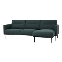 Nexa Fabric Right Handed Corner Sofa In Dark Green And Black Leg