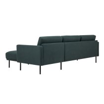 Nexa Fabric Right Handed Corner Sofa In Dark Green And Black Leg