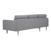 Nexa Fabric Left Handed Corner Sofa In Soul Grey With Oak Legs