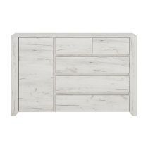 Alink Wooden 1 Door 5 Drawers Sideboard In White