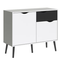 Oklo Small 2 Doors 1 Drawer Sideboard In White And Matt Black