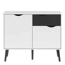 Oklo Small 2 Doors 1 Drawer Sideboard In White And Matt Black