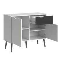 Oklo Small 2 Doors 1 Drawer Sideboard In White And Matt Black