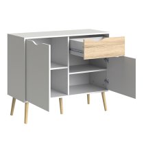 Oklo Small 2 Doors 1 Drawer Sideboard In White And Oak