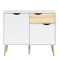 Oklo Small 2 Doors 1 Drawer Sideboard In White And Oak