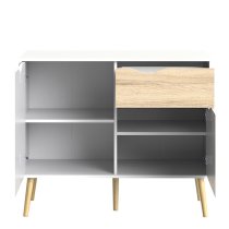 Oklo Small 2 Doors 1 Drawer Sideboard In White And Oak