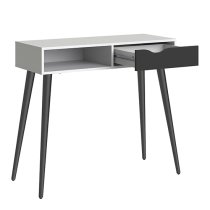 Oklo 1 Drawer 1 Shelf Console Table In White And Matt Black