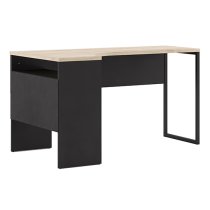 Frosk Corner 2 Drawers Computer Desk In Matt Black And Oak