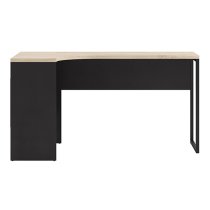 Frosk Corner 2 Drawers Computer Desk In Matt Black And Oak