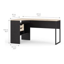 Frosk Corner 2 Drawers Computer Desk In Matt Black And Oak