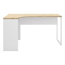 Frosk Corner 2 Drawers Computer Desk In White And Oak