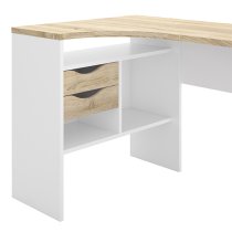 Frosk Corner 2 Drawers Computer Desk In White And Oak