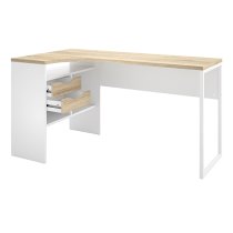 Frosk Corner 2 Drawers Computer Desk In White And Oak