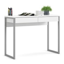 Frosk High Gloss 2 Drawers Computer Desk In White