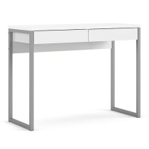 Frosk High Gloss 2 Drawers Computer Desk In White