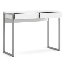 Frosk High Gloss 2 Drawers Computer Desk In White