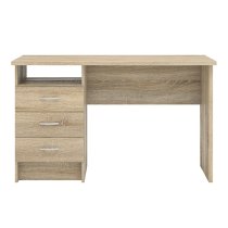 Frosk Wooden 3 Drawers Computer Desk In Oak