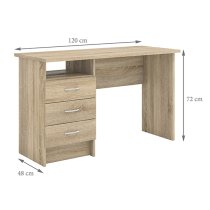 Frosk Wooden 3 Drawers Computer Desk In Oak