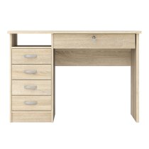 Frosk Wooden 5 Drawers Computer Desk In Oak