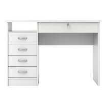 Frosk Wooden 5 Drawers Computer Desk In White