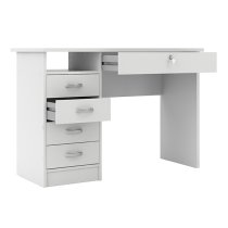 Frosk Wooden 5 Drawers Computer Desk In White