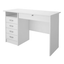 Frosk Wooden 5 Drawers Computer Desk In White