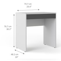 Frosk Wooden 1 Drawer Computer Desk In White And Grey