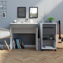 Frosk Wooden 1 Drawer Computer Desk In White And Grey