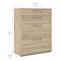 Prax 4 Drawers 2 Shelves Office Storage Cabinet In Oak