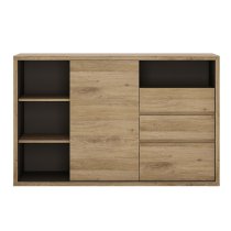 Sholka Wooden 1 Door 3 Drawers Sideboard In Oak