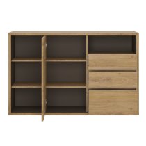 Sholka Wooden 1 Door 3 Drawers Sideboard In Oak