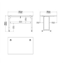 Prax 120cm Computer Desk In White With White Legs