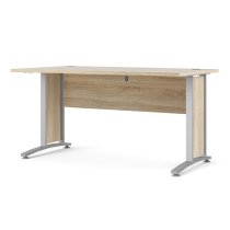 Prax 150cm Computer Desk In Oak With Silver Grey Legs